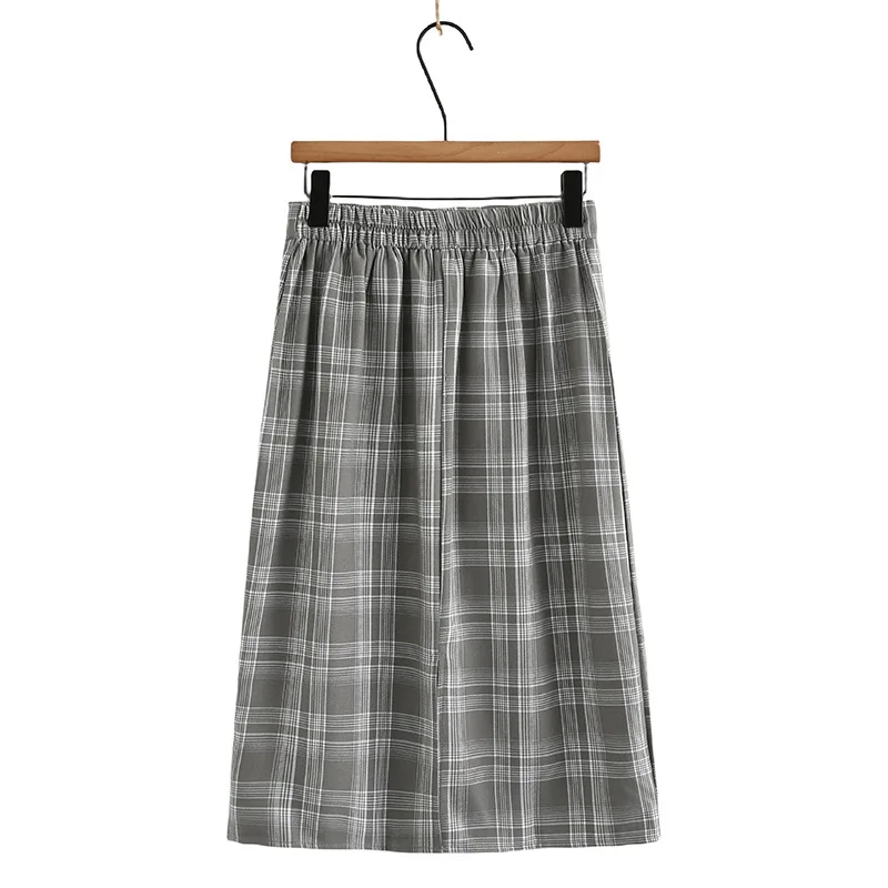 2023 Autumn Clothes Women Skirts Plus Size Vintage Plaid With Temperament Casual Calf Length Bottoms Curve