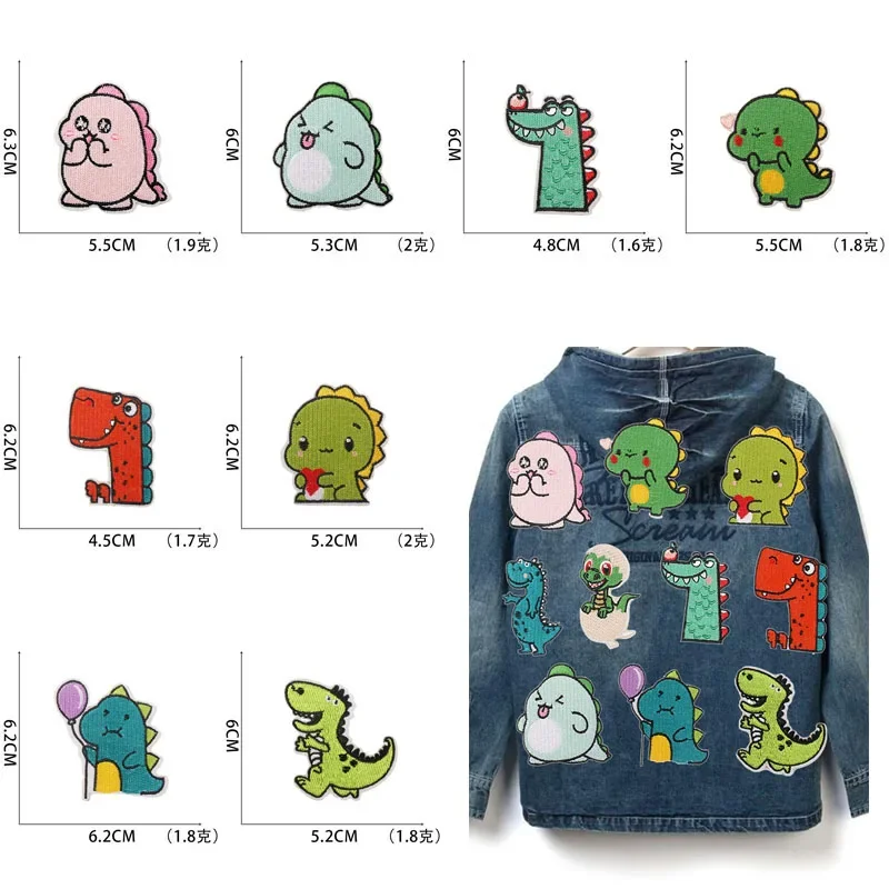 1pcs Patch Stickers Iron On Patches for Clothing Sewing Dinosaur Embroidery Fusible Applique Badge Bag Decoration Stripes