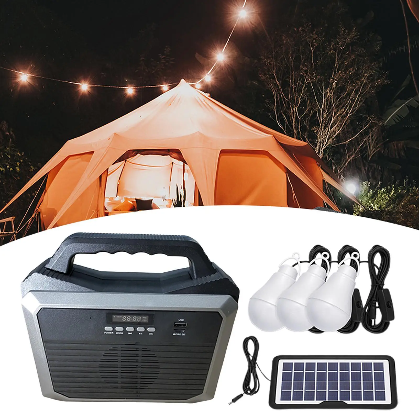 LED Camping Lantern Lightweight Solar Powered for Emergencies Storms Hiking