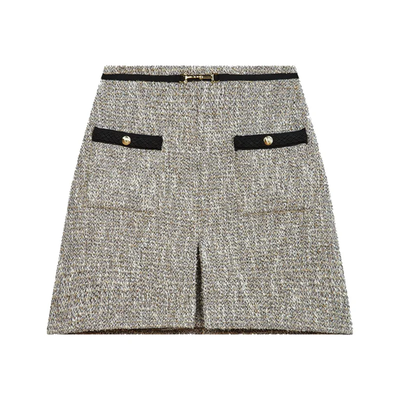 Herbst Winter A-Linie Rock Damen ket Small Fraance Sle Commuter Rock Einzigartige f-länge Fene Faion