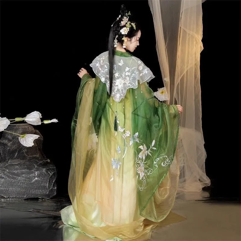 New Ancient Chinese Clothing Women's Traditional Han Costume Elements Style Super Ethereal and Flowy Terminus Skirt Suit