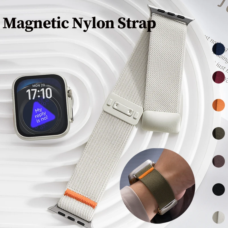 

Магнитная нейлоновая петля для Apple Watch ультра-браслет 49 мм 44 38 мм 40 46 мм 45 41 42 мм correa для iWatch Series 10 9 8 7 6 SE 5 4 ремешок