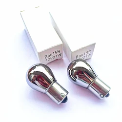 2Pcs Car PY21W silver chrome amber 581 halogen turn signal bulb 12V21W signal light 12V21W indicator light BAU15S