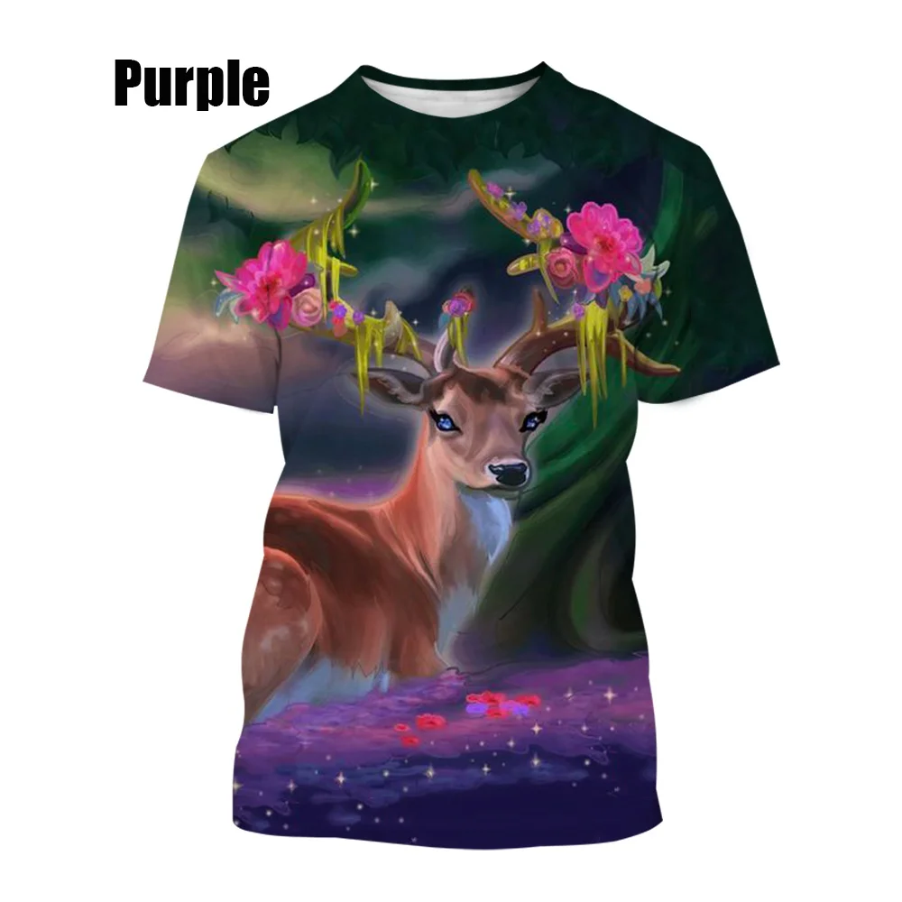 

Christmas Cute Elk 3D Print T-shirts Well-behaved Reindeer Casual Fashion Short Sleeve O NeckTops Oversized Unisex Kids Tees