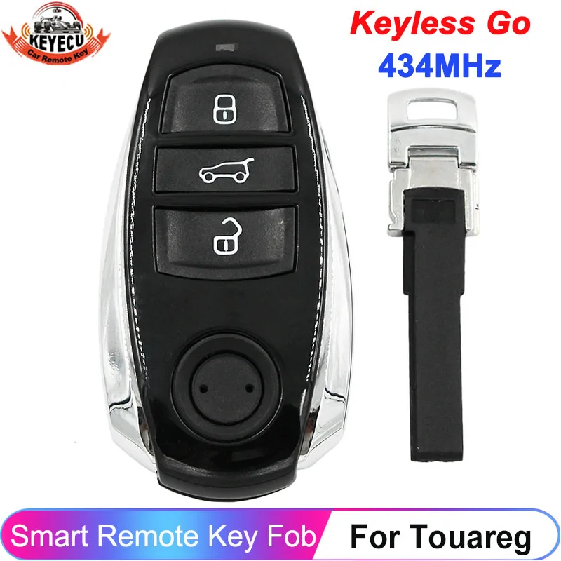 

KEYECU Keyless Entry Go Smart Card For VW Volkswagen Touareg 2010-2018 434MHz PCF7945AC Chip Proximity Key 3 Button Remote Fob