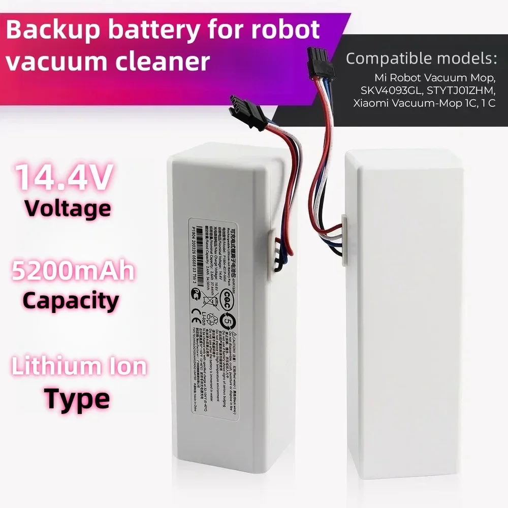 

14.4V 5200mAh Battery Compatible with Xiaomi Mijia 1C STYTJ01ZHM P1904-4S1P-MM Robot Vacuum Cleaner Accessories.