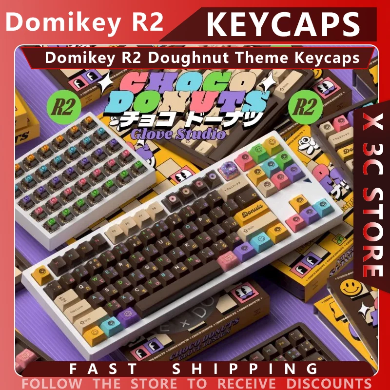

Domikey R2 пончик тематические колпачки для клавиш ABS Cherry Profile на заказ оригинальные колпачки ручной работы для механической клавиатуры аксессуары для ПК