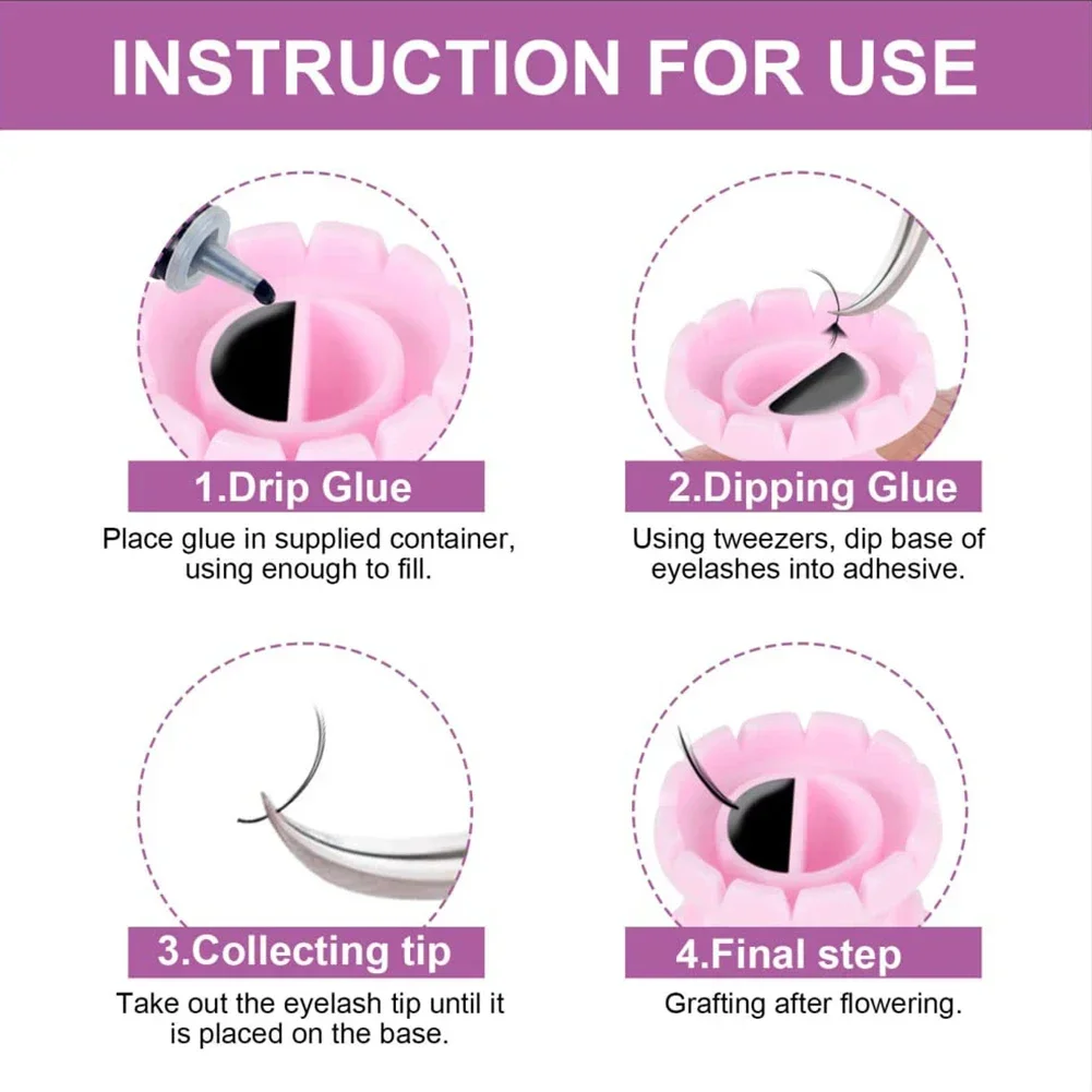 100 Stücke Volumen Kleber Ring Tasse für Wimpernverlängerungen Fan Tattoo Pigment Halter Blossom Tassen Kleber Halter Container – Detail 5