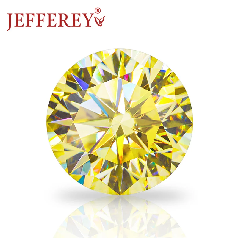 

Yellow Moissanite Loose Gemstone Round Cut D VVS Color Lab Grown Stone 1ct-10ct Pass Diamond Tester GRA Certified Jewelry Making