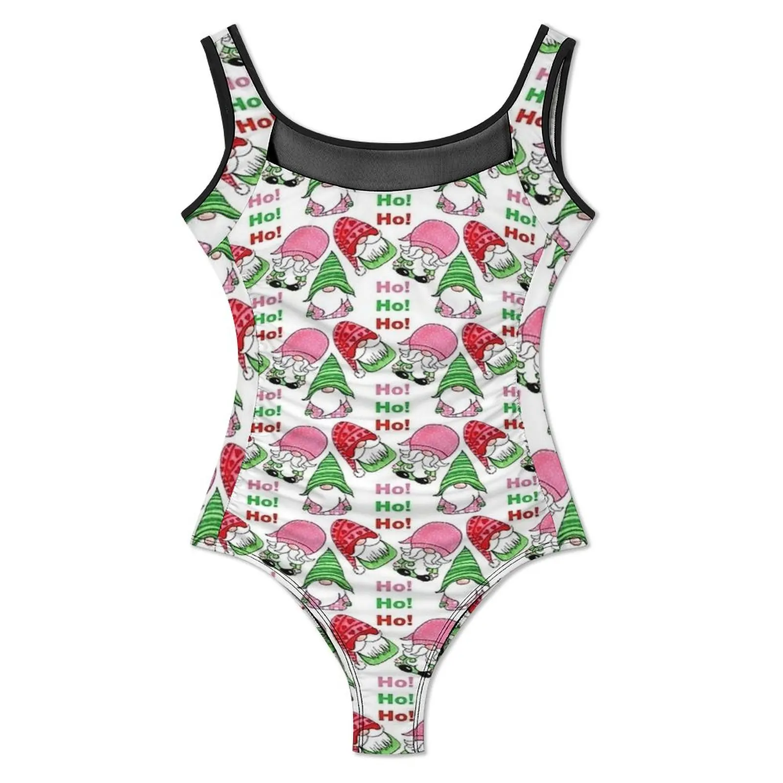 Cute Christmas Gnomes Ho Ho Swimsuit Swimwear Vacation Bath Swimsuits Cut Out Bathing Suits Woman Push Up Beach Outfits Gift