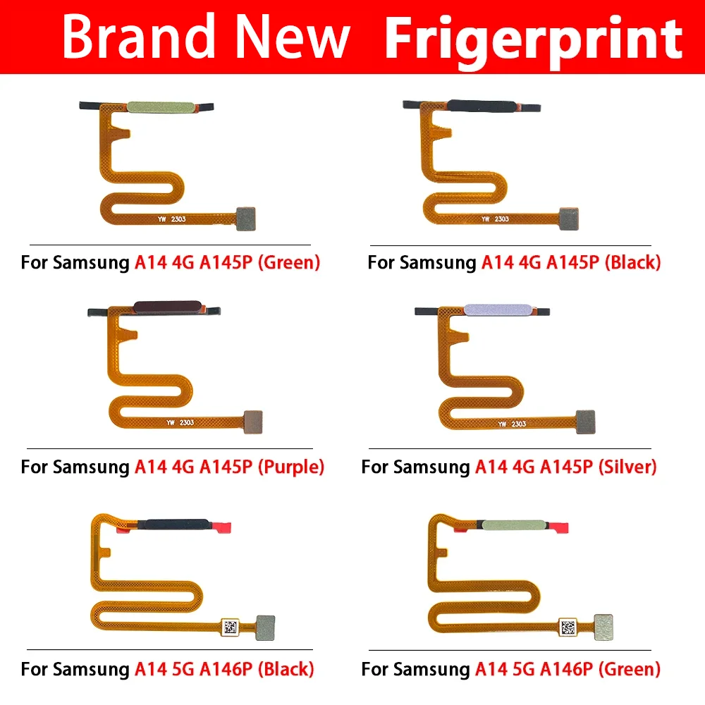 

10 Pcs For Samsung A14 4G A145F A145P / A14 5G A146F A146P Fingerprint Sensor Home Return Key Menu Button Flex Cable