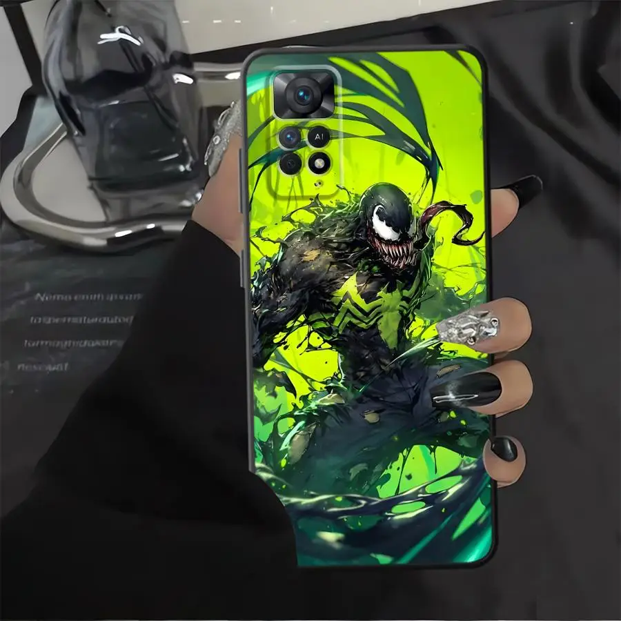 Case for Xiaomi Redmi Note 12s 11s 13 14 Pro Plus 10S 9S 7 8 9 10 11 12 Pro Black Soft Phone Cover Marvel Cool Venom