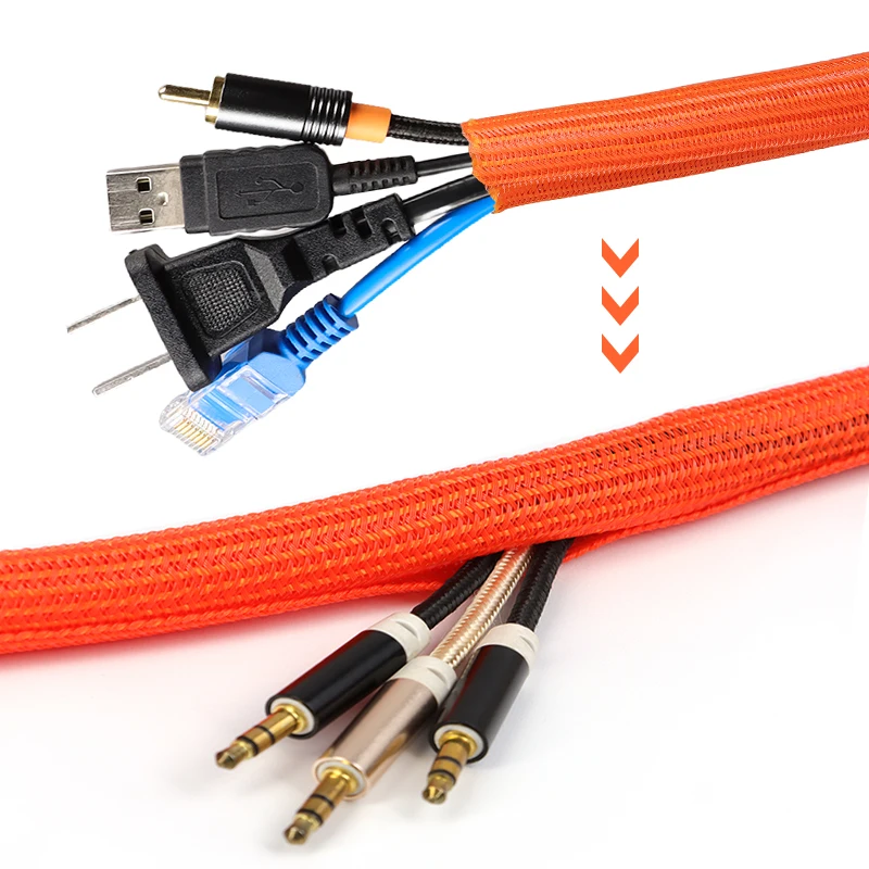 Split-Kabelhülse 6mm ~ 50mm PET Geflochtene Isolierte Selbstschließende Ummantelung USB-Kabelummantelung Stromkabel-Organizer Leitungsschutz – Detail 6