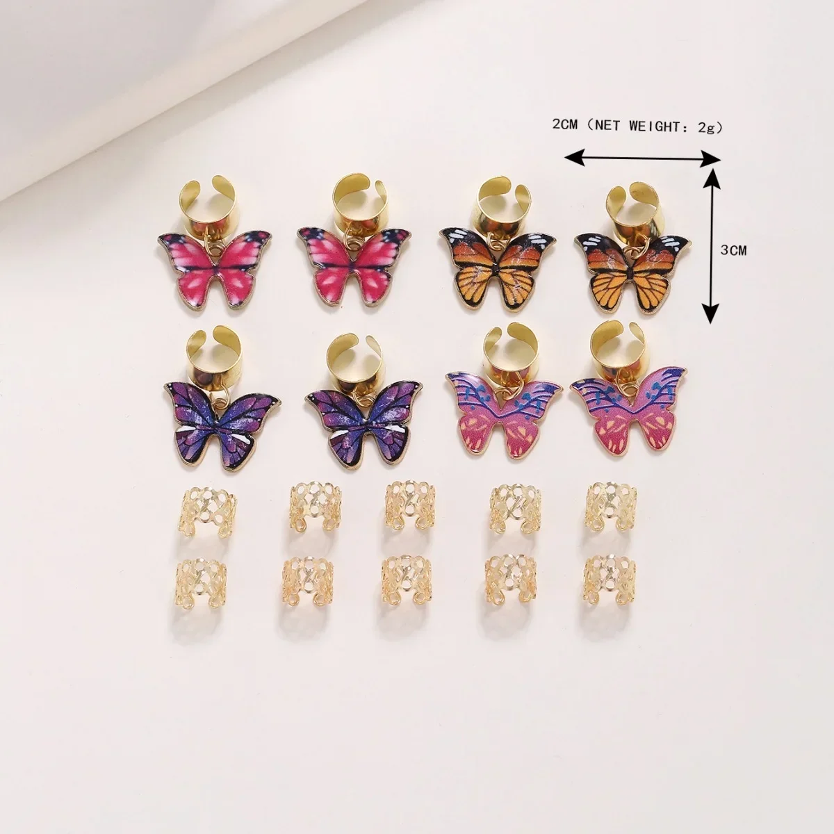 Butterfly Hollow Out Hair Ring DIY Hair Style Accessories for Braids Dread Locks Hair Braiding Metal Cuffs