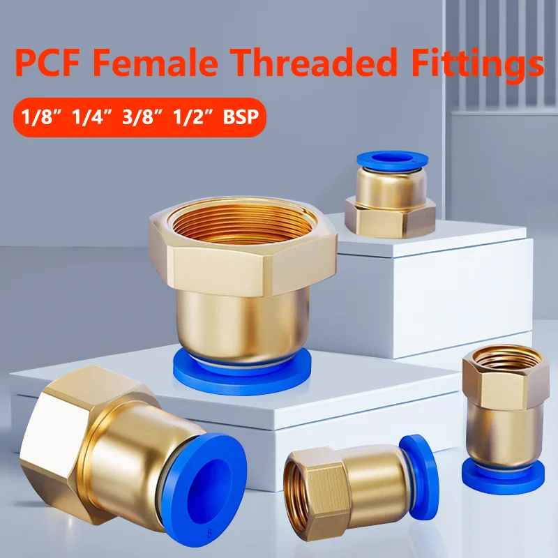 1/8 1/4 3/8 1/2 BSPT PCF Pneumatic Fittings Quick Air Connector Push In Hose Tube Thread  Air Couplings 4mm 6mm 8mm 10mm 12mm