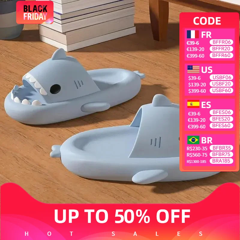 Feslishoet Shark Slippers Cute Soft Beach Cloud Platform Women Indoor Bathroom Slides Summer Mules EVA Shoes Men