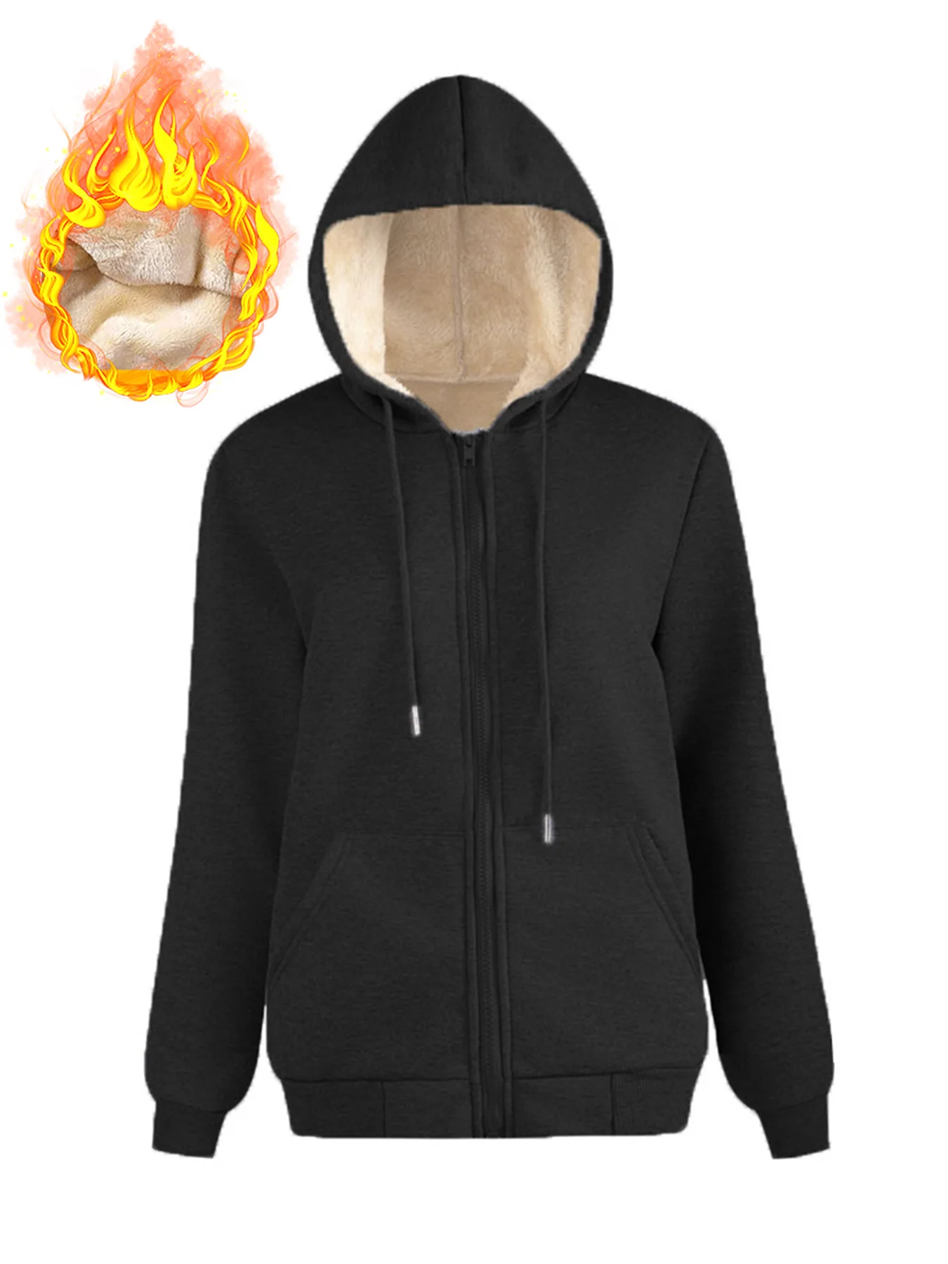 Women's Warm Fleece Lined Hoodie Thick Sherpa Pullover Drawstring Winter Sweatshirt Long Sleeve Multicolor Casual Top