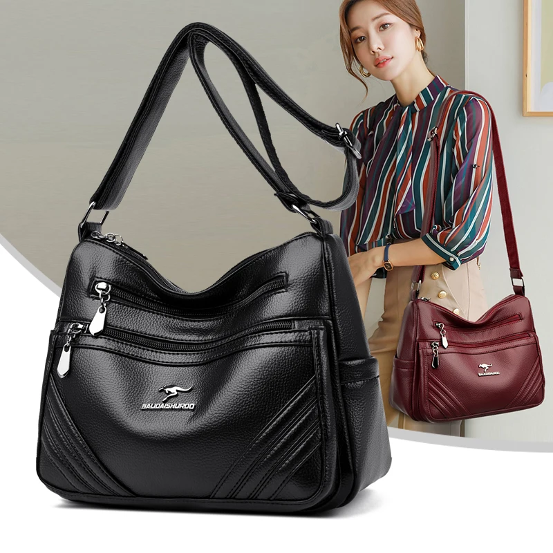 Fashion Women's Multi-pocket Crossbody Bag, Soft PU Leather Shoulder Purse with Adjustable Strap for Casual Daily Use & Travel