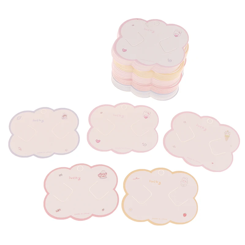100pcs Cute Headband Hair Clips Jewelry Display Card Blank Paper Card Hairclip Price Tag Hairpin Packaging Cardboard Holde