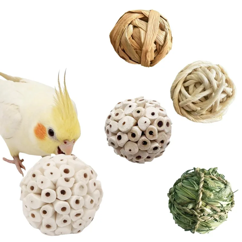 

Hand Woven Grass Ball Chew Toy Natural Safe Teeth Grinding Tool for Parrot Rabbit Hamster Guinea Pig Small Pet Play Bite