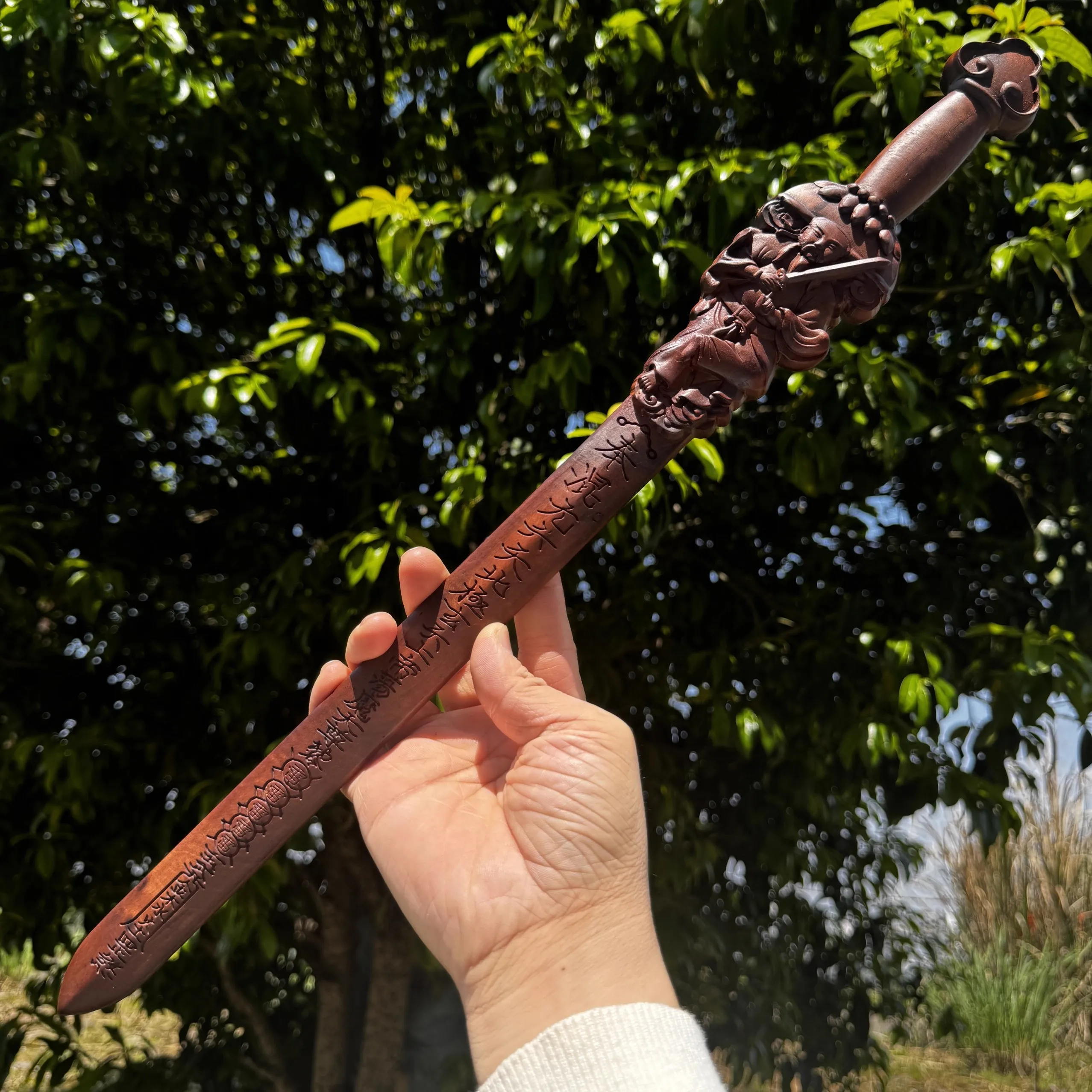 Natural lightning strike solid wood,carving, pure handmade Zhenwu Emperor Taoism sword