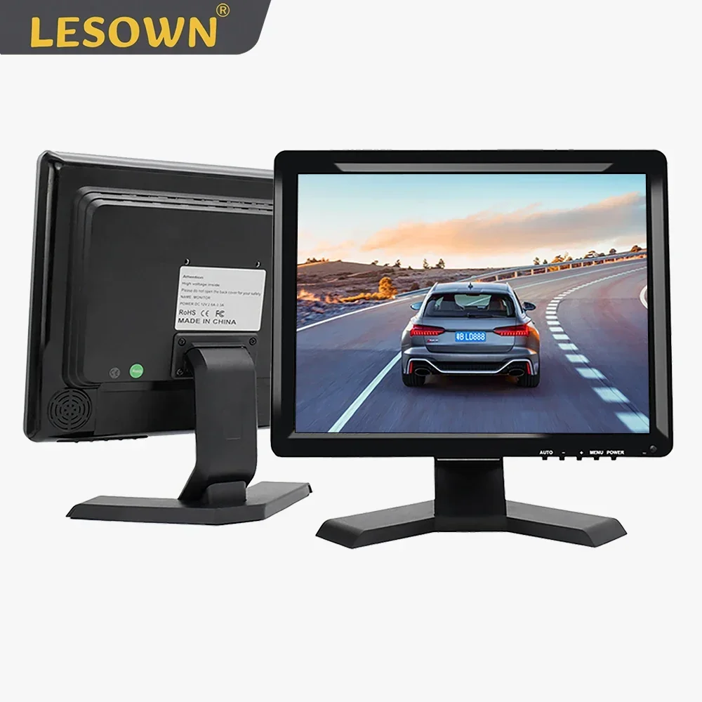 LESOWN Camera Monitor 1024x768 TN Screen Display Touch VGA 15 inch Monitor for PC CCTV Gaming, Build in Speakers Earphone Jack