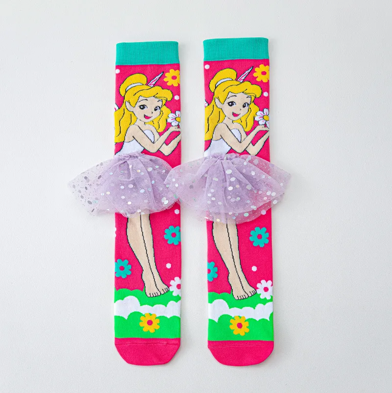 Toddler Girls Knee High Socks Non-slip 3D Cartoon Animals Elastic Long Stockings