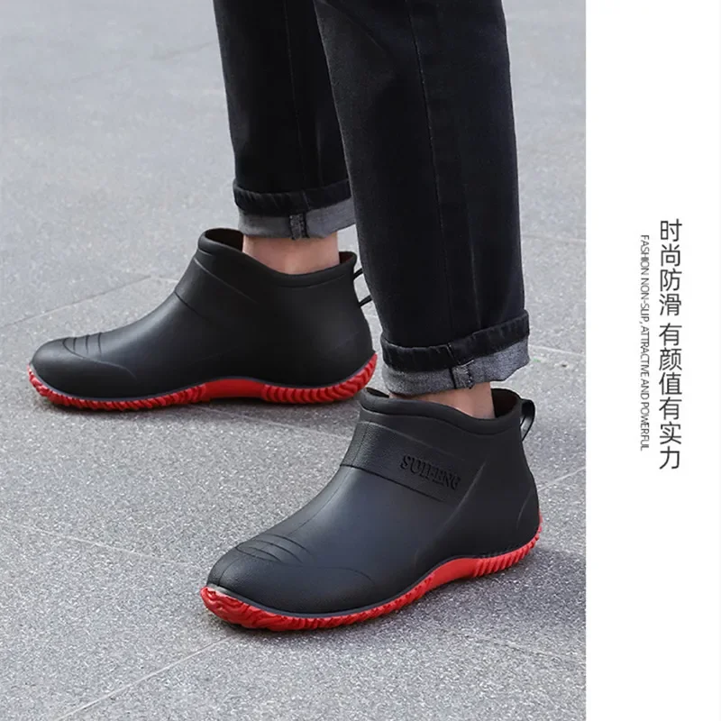 Anti-slip Rain Boots for Men Wear-resistant Men\'s Waterproof Shoes Comfortable Soft Male Rain Boots Botas Impermeables Hombres