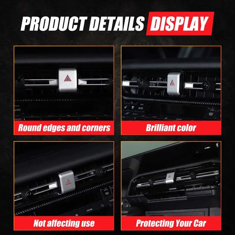 Stainless Steel Silver For Toyota Land Cruiser Prado 250 LC250 2024+ Car Double Flash Button Decorative Sticker Car Accessories