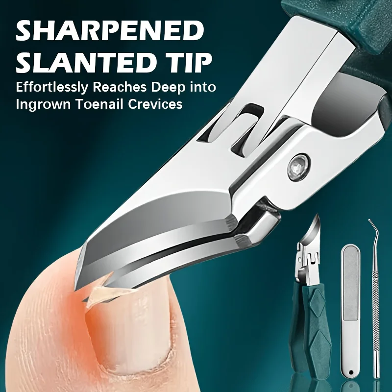 3-teiliges Set. Hochwertige Edelstahl-Nagelknipser/Hochpräzisions-Trimmer mit sicherem, weichem Anti-Rutsch-Design.