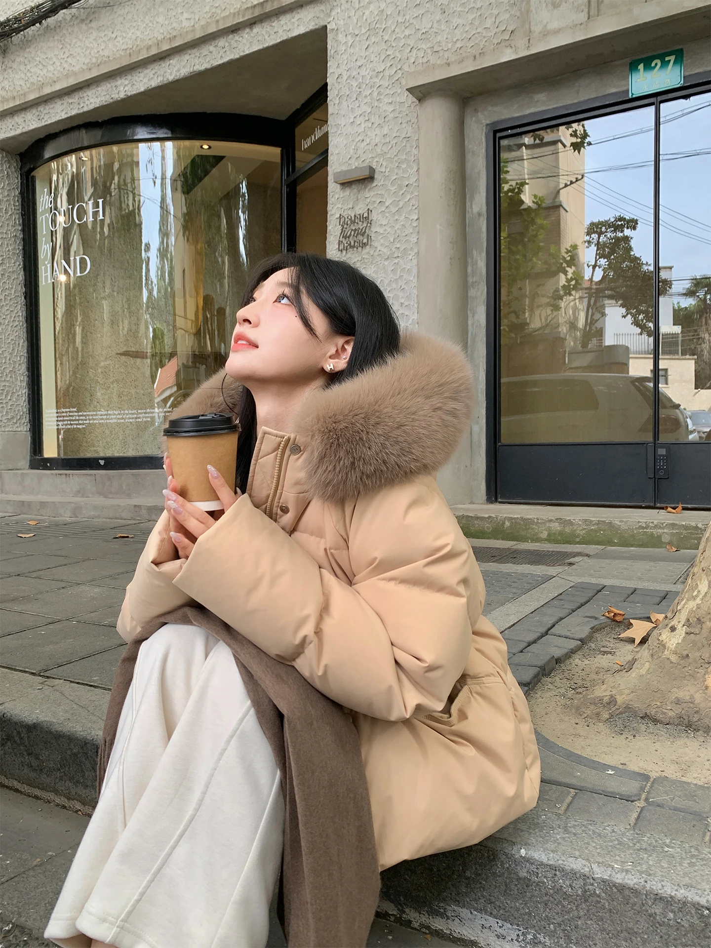 

90, белое женское зимнее пальто Du down Jaet, очень милое теплое длинное пальто на молнии для женщин