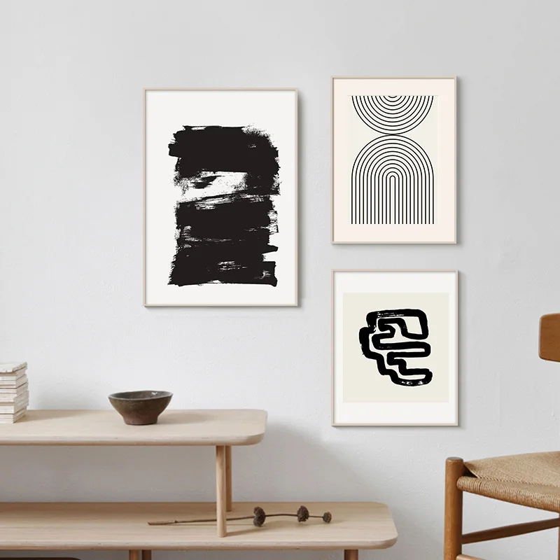 Abstract Black White Geometry Line Annual Rings Posters Minimalist Print Canvas Painting Wall Art for Living Room Home Decor