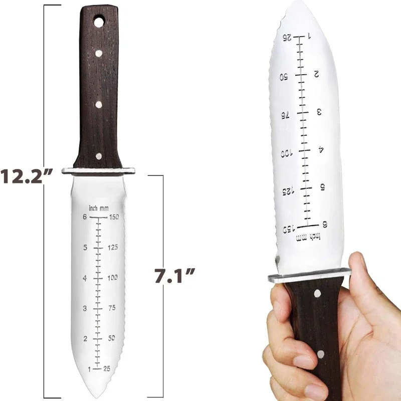 Professional Hori Garden Knife with Leather Sheath, Protective Handguard, Garden Tools Spatula for Weeding, Digging, Cutting