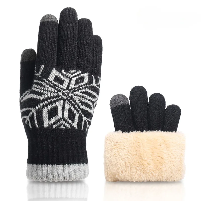

Winter Motorcycle Gloves Double-layer Touch Screen Thick Fleece Knitting Glove for Men Outdoor Work Cold Resistant Work Gloves