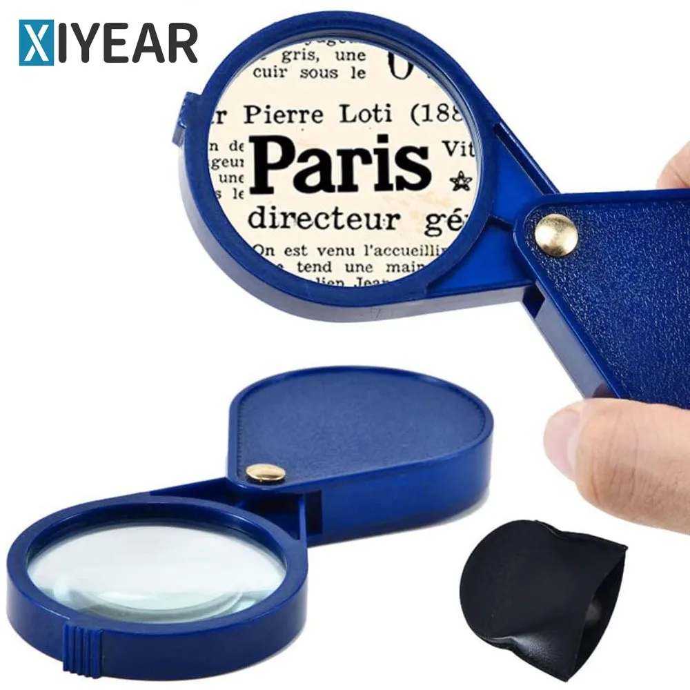 

10x Magnifier Folding High Power Glass Magnifier Reading Handheld Magnifier Jewelry Antique Appraisal