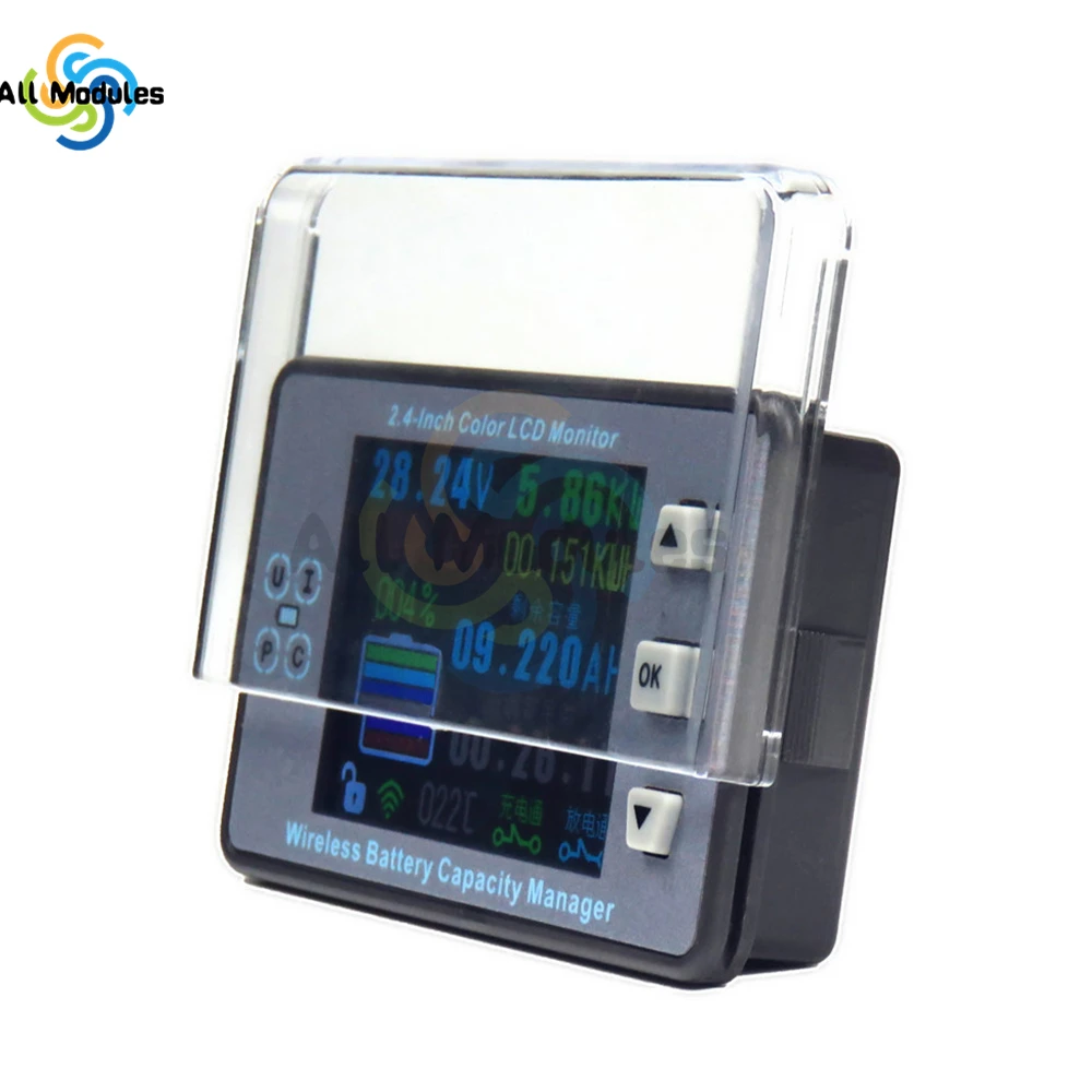 120V 300A 2.4 Inch VAC8810F Wireless Voltage Meter Ammeter Battery Management System Temp Capacity Meter Blueteeth-compatible