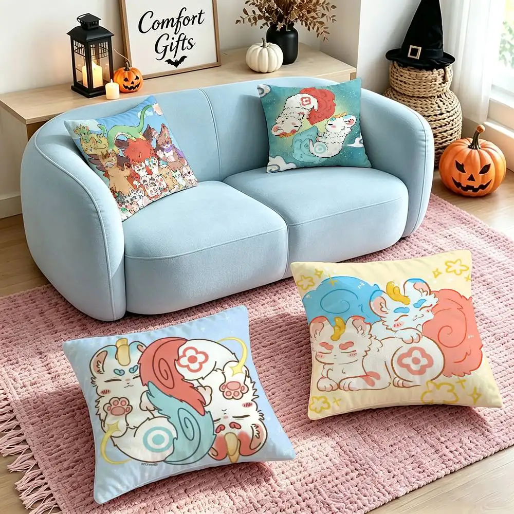 Cute Furry F-Fabulous Beasts  Square Double-Sided printed Pillow Case Bedroom Bedside Pillow Sofa Cushion Cover