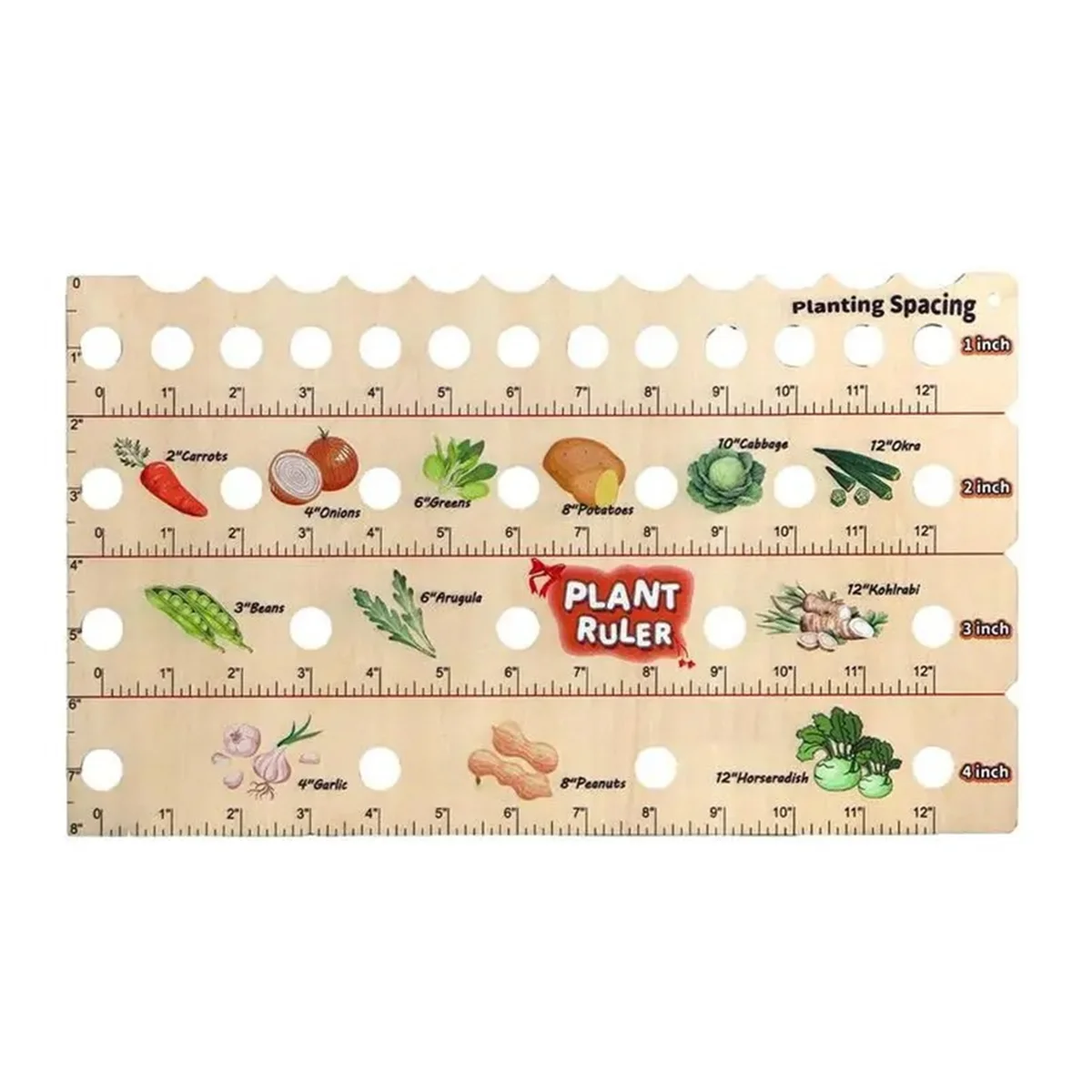 

Plant Ruler with Seed Dibber and Planting Guide, Square Foot Gardening Tools, Garden Ruler with Holes