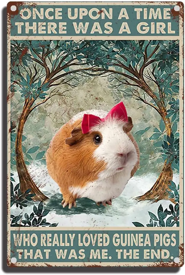 Tin Sign Once Upon A Time There was A Girl Who Really Loved Guinea Pigs Tin Sign Bar Rules Metal Sign Man Cave Sign 8×12inc sign