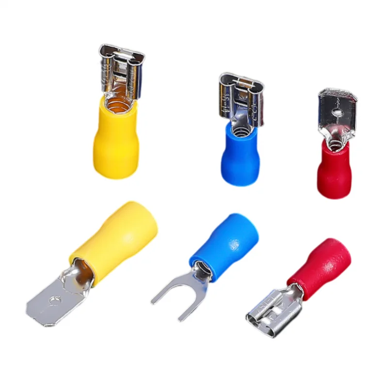 280pcs Strong Copper Barrel Insulated Spade Crimp Electrical Connectors Lug Kit with Box Red Blue Yellow Ring Wire Connectors