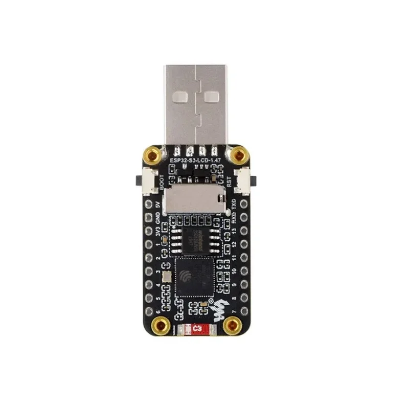 ESP32-S3 1.47-inch LCD Development Board with 8MB PSRAM, 16MB Flash, Wi-Fi/BLE 5, MicroSD Slot, and RGB LED