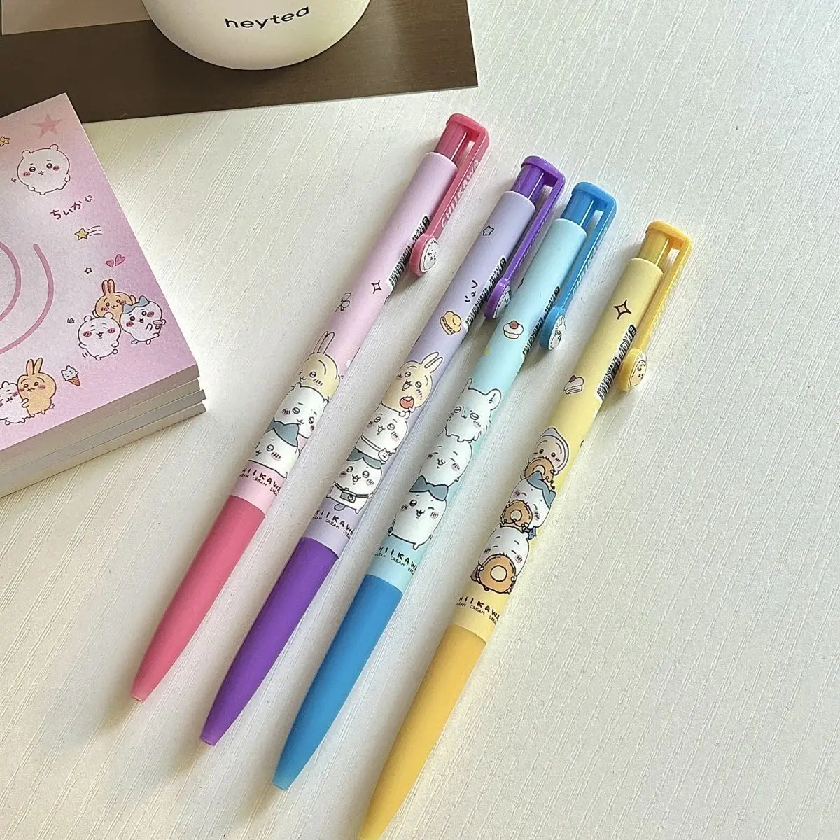 kawaii Chiikawa Press Ballpoint Pen 0.5mm Blue Ink Cartoon Style Usaqi Giyabi Hachiware Pen Cute Anime Stationery for Students view 6