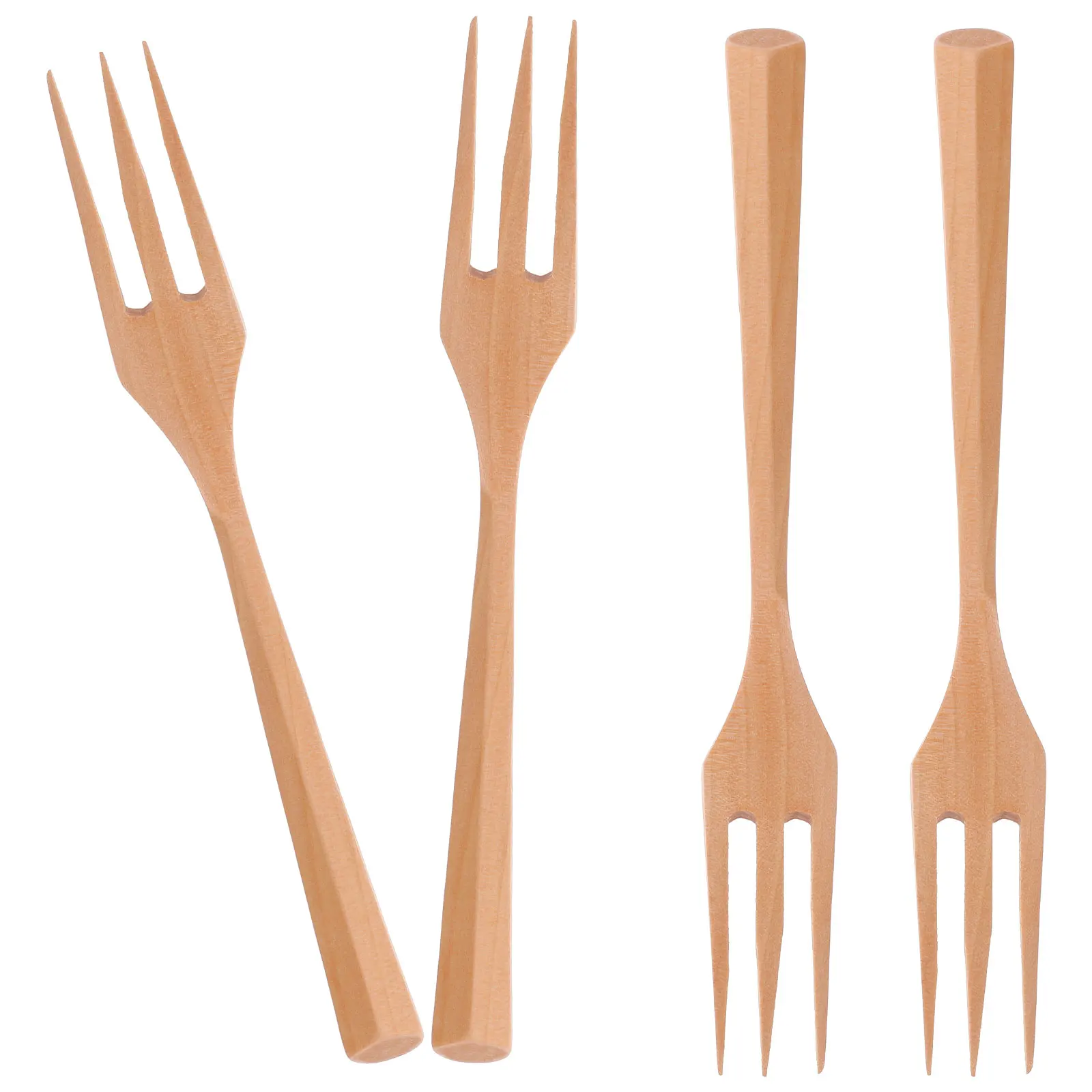 

4pcs Wooden Long Handle Spaghetti Forks For Eating Natural Wood Eating Serving Forks For Kitchen Meal Fruit Serving Utensils