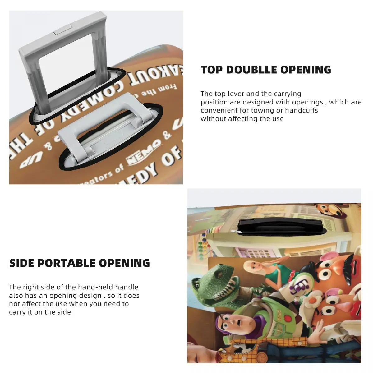 Benutzerdefinierte Toy Story Gepäckabdeckung Schutz Niedliche Vintage-Charaktere Reisekoffer Schutzhülle für 18-32 Zoll