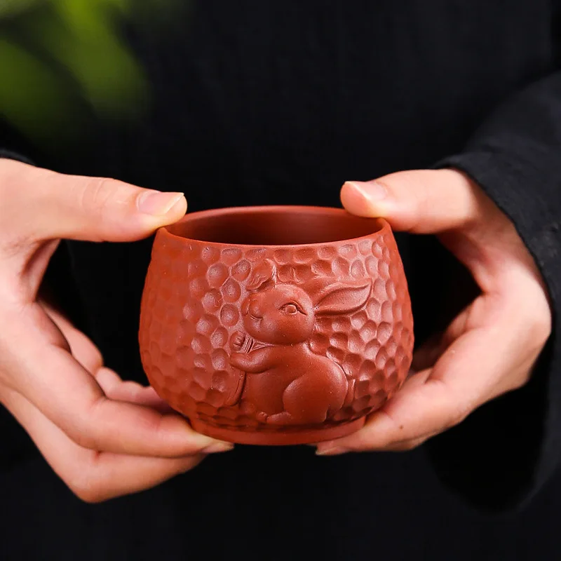 Tasse à thé chinoise en argile violette, sculpture à la main, bol à thé Portable pour l'extérieur, tasse principale, tasse à thé traditionnelle Zisha, verres pour la maison