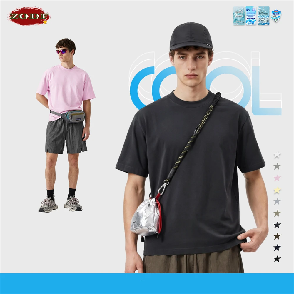 ZODF Casual Summer 240gsm Cotton Solid T Shirts For Men Unisex Breathable Quick Dry Loose Basic T-Shirt Brand Tees HY1281