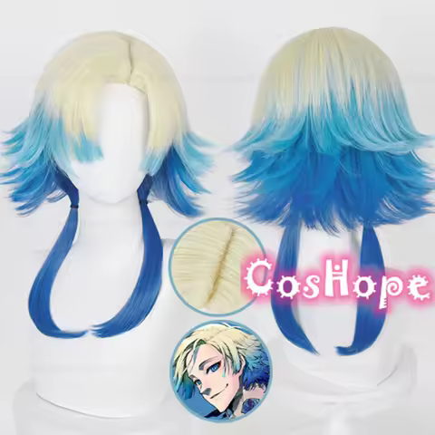 Michael Kaiser Cosplay Wig Yellow Blue Gradient Wig Cosplay Anime Cosplay Wigs Heat Resistant Synthetic Wigs