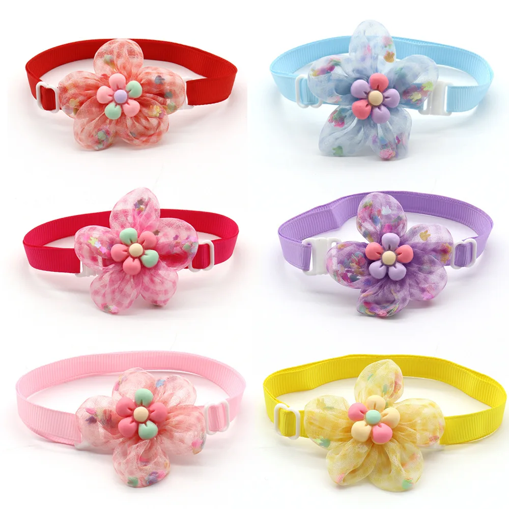 

50pcs\100pcs Pet Supplies Grooming Dog Elastic Band Adjustable Mesh Pet Bow Tie Small Cat Dog Collar Accessory Cute