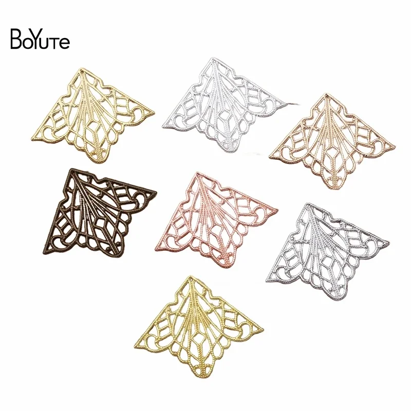 

BoYuTe (100 Pieces/Lot) 28*35MM European Flower Filigree Findings DIY Metal Brass Handmade Jewelry Materials