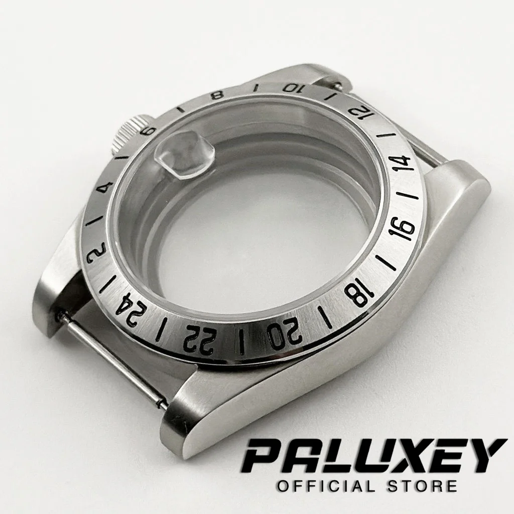 เคสนาฬิกากระจกแซฟไฟร์39มม. ใหม่ใส่ได้พอดีกับ NH34 NH35 NH70 NH72เคลื่อนที่2824นาฬิกาเคลื่อนไหว24ชั่วโมง Gmt FIXED BEZEL 316L เหล็กแข็ง